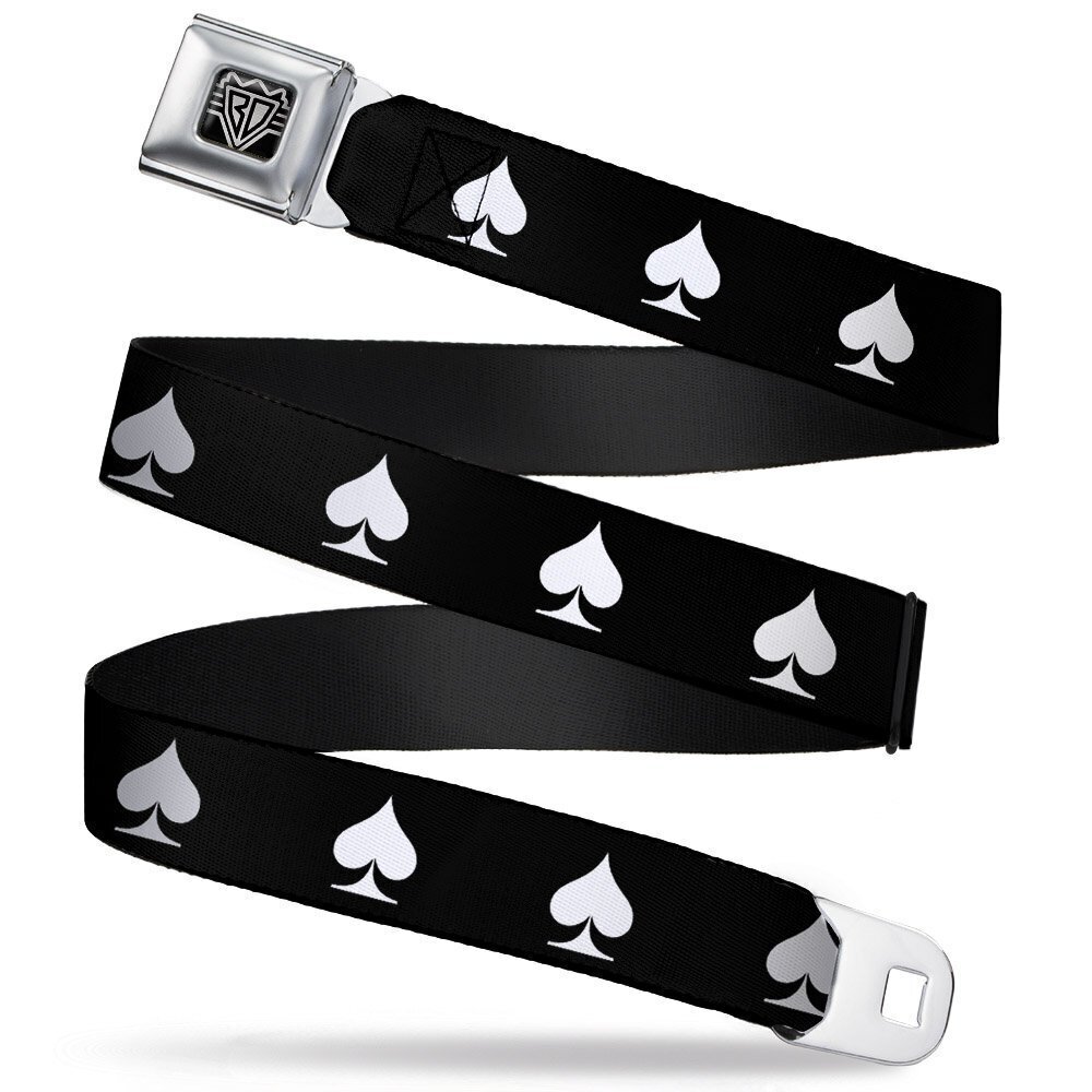 1356 Seatbelt Belt - Spade Black/White - 1.0" Wide - 20-36 Inches in Length